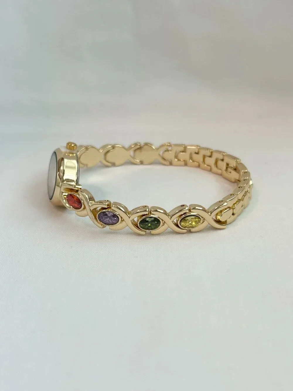 Vintage Inspired Luxury Gold Tone Tourmaline Watch